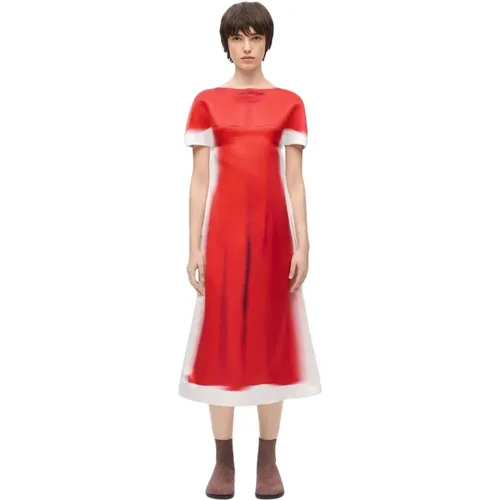 Seiden Satin Kleid in Rot/Weiß - Loewe - Modalova