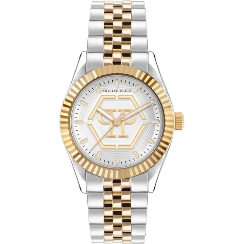 Watches, female, , Size: ONE SIZE Date Superlative Silver/Gold Watch - Philipp Plein - Modalova