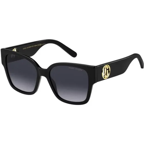 Schwarze Sonnenbrille mit dunkelgrau getönten Gläsern , Damen, Größe: 54 MM - Marc Jacobs - Modalova