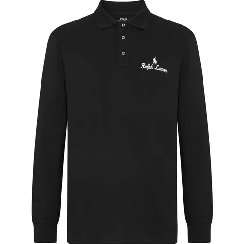 Polo Shirts, male, , Size: XL Three-button Long-sleeve Polo - Polo Ralph Lauren - Modalova