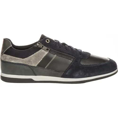 Navy Grey Men's Low Cut Sneakers , male, Sizes: 11 UK, 8 UK, 9 UK, 7 UK - Geox - Modalova