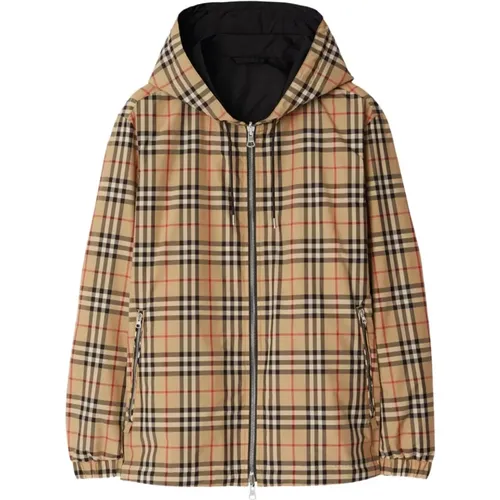 Light Jackets, male, , Size: M Sand Check Anorak Jacket - Burberry - Modalova