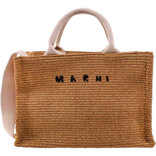 Handbag with Cotton Handles , female, Sizes: ONE SIZE - Marni - Modalova