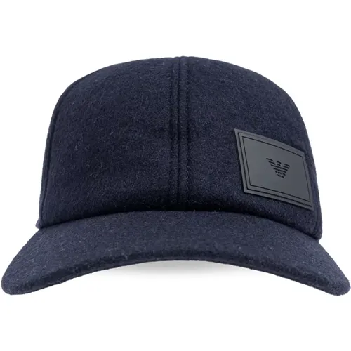 Caps, male, , Size: 57 CM Woolen cap with a visor - Emporio Armani - Modalova