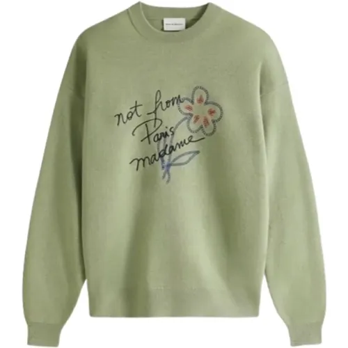 Handwritten Embroidered Knit Sweater , female, Sizes: S, M, L - Drole de Monsieur - Modalova