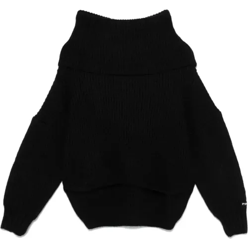 Schwarzer Off-Shoulder Pullover mit Logo-Patch , Damen, Größe: S - pinko - Modalova