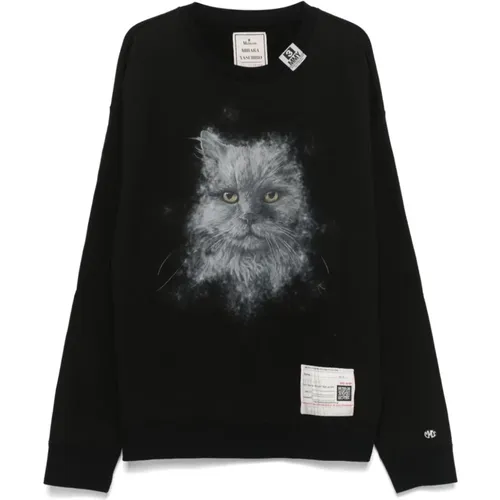 Cat Print Crew Neck Sweater , male, Sizes: M, S - Maison Margiela - Modalova