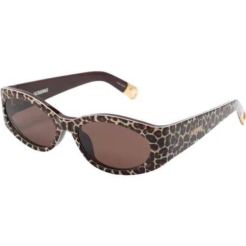 Leopard-Print Oval-Frame Sunglasses , female, Sizes: ONE SIZE - Jacquemus - Modalova