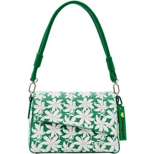 Shoulder Bags, female, , Size: ONE SIZE Floral Print Handbag with Magnetic Closure - Desigual - Modalova