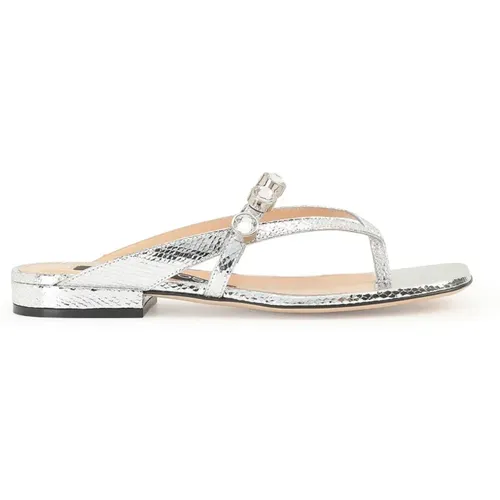 Crystal Flat Sandals with Top Crystal Detail , female, Sizes: 4 1/2 UK - Sergio Rossi - Modalova