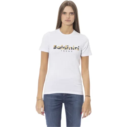 Trendiges T-Shirt mit Frontdruck , Damen, Größe: S - Baldinini - Modalova