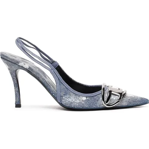 D-Venus SB - Slingback-Pumps aus Denim in Distressed-Optik , Damen, Größe: 36 EU - Diesel - Modalova