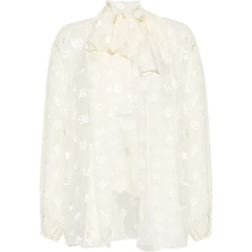 Monogram Transparent Shirt , female, Sizes: S - Dolce & Gabbana - Modalova