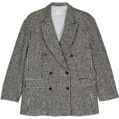 Houndstooth Double-Breasted Coat , female, Sizes: XS, 2XS, S - Alysi - Modalova