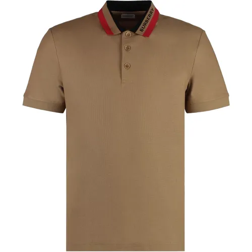 Baumwoll-Polo-Shirt mit Rippbündchen , Herren, Größe: XL - Burberry - Modalova