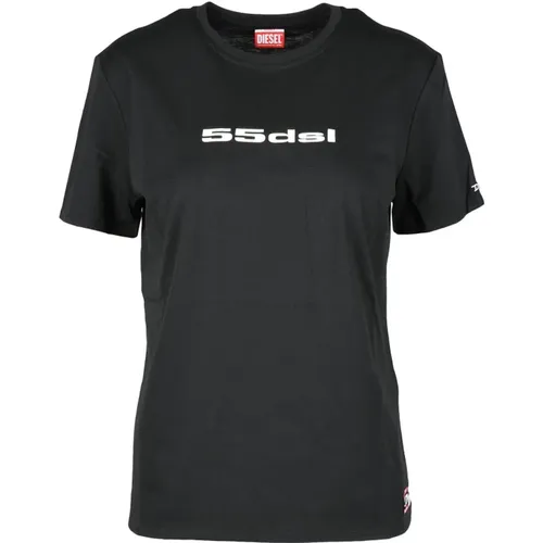 Schwarzes T-Shirt für Frauen , Damen, Größe: M - Diesel - Modalova