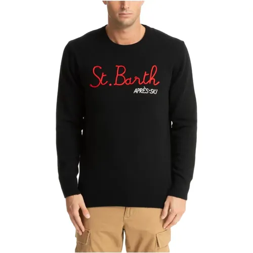 Abstract Pattern Sweater with Logo Embroideries , male, Sizes: M, L, XL - MC2 Saint Barth - Modalova