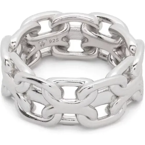 Rings, male, , Size: 54 MM Silver Chain-Link Engraved Logo Bracelet - Tom Wood - Modalova