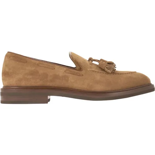 Loafers, male, , Size: 9 1/2 US Suede Moccasins With Tassels - BRUNELLO CUCINELLI - Modalova