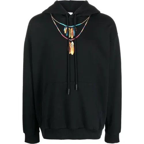 Hoodies, male, , Size: L Red Feathers Necklace Hoodie - Marcelo Burlon - Modalova