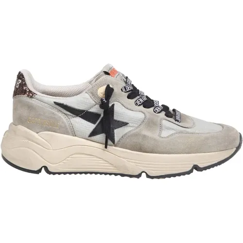 Taupe Leather Sneakers with Glitter Detail , female, Sizes: 3 UK - Golden Goose - Modalova