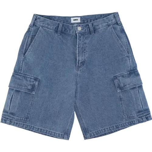 Denim Shorts, male, , Size: W33 Cargo Denim Shorts Light Indigo - Obey - Modalova