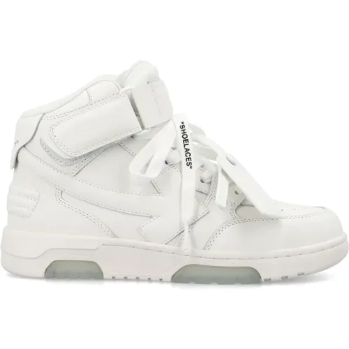 Off , Leather Mid-Top Sneakers with Perforated Details , female, Sizes: 5 UK, 6 UK - Off White - Modalova