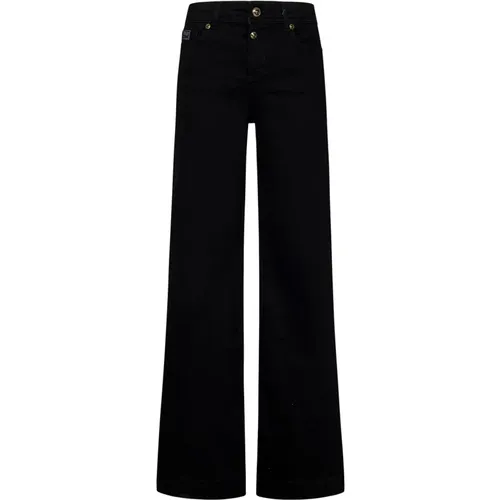 Schwarze High-Waist Wide Leg Jeans , Damen, Größe: W28 - Versace Jeans Couture - Modalova