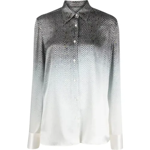 Chevron-Knit Silk Gradient Shirt , female, Sizes: M, S - Ermanno Scervino - Modalova
