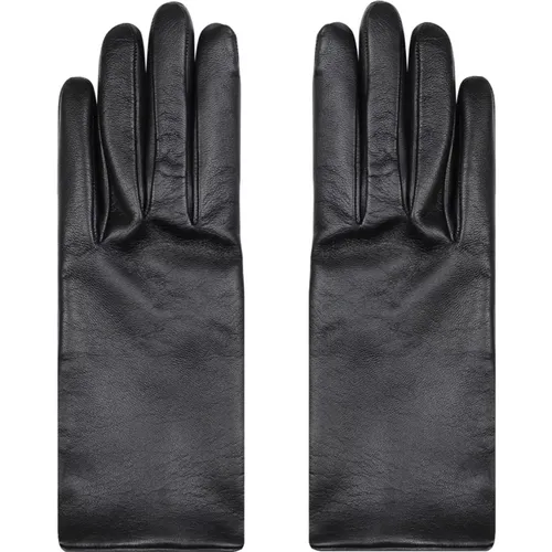 Leather Gloves with Metallic Logo , female, Sizes: 7 IN, 8 IN - Saint Laurent - Modalova
