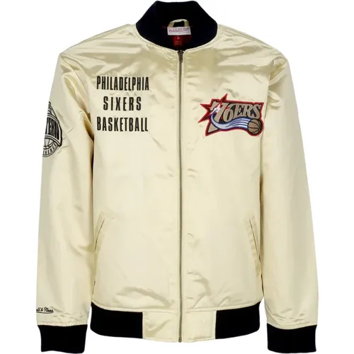 Bomber Jackets, male, , Size: XL NBA Team Lightweight Satin Bomber Jacket - Mitchell & Ness - Modalova