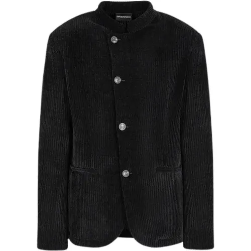 Ribbed Velour Blazer Aw24 , male, Sizes: M, 2XL - Emporio Armani - Modalova