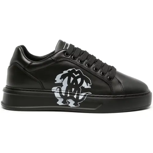 Schwarze Leder Freizeit Turnschuhe Sneakers - Roberto Cavalli - Modalova