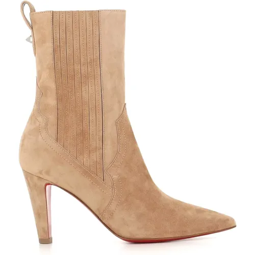 Sand Suede Ankle Boots , female, Sizes: 4 UK, 5 1/2 UK, 5 UK, 4 1/2 UK - Christian Louboutin - Modalova