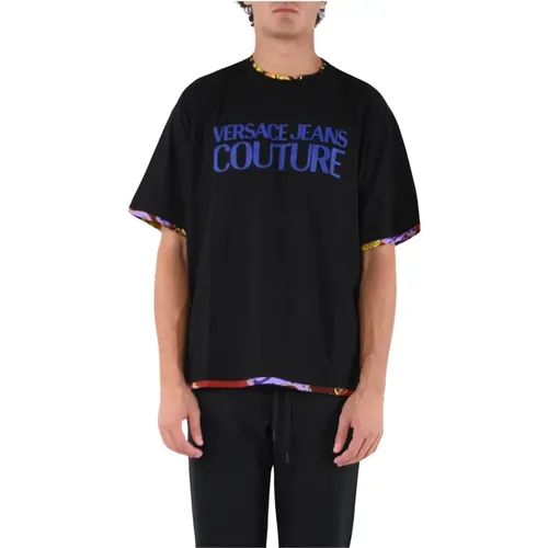 Chain Logo T-shirt , male, Sizes: S - Versace Jeans Couture - Modalova
