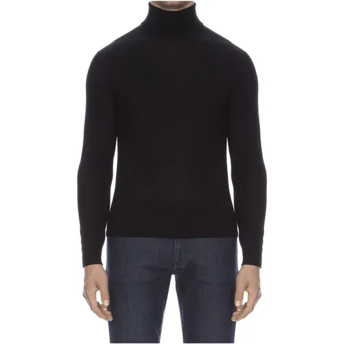 Turtlenecks, male, , Size: S Merino Wool Sweater with Logo - Armani Exchange - Modalova