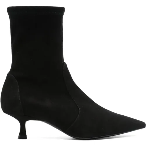 Schwarze Wildleder Slip-On Kitten Heel Stiefel , Damen, Größe: 37 EU - Stuart Weitzman - Modalova