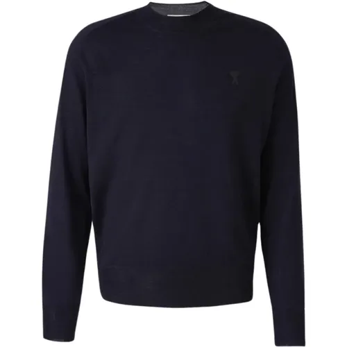 Herz Pullover Rundhals , Herren, Größe: XL - Ami Paris - Modalova