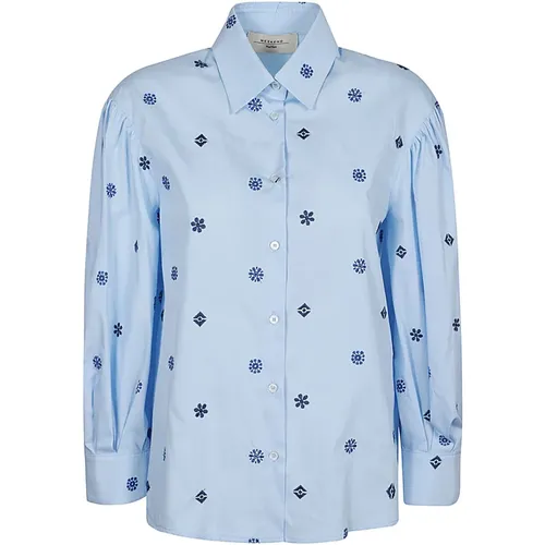 Geometric cotton shirt puff sleeves , female, Sizes: 2XS, 3XS - Max Mara Weekend - Modalova