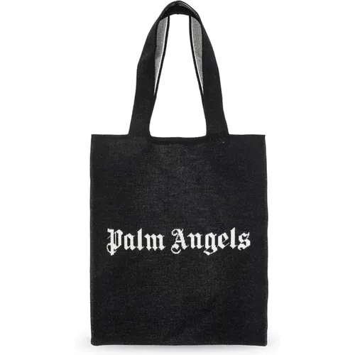 Tote Bags, male, , Size: ONE SIZE Logo Knitted Shopper Bag - Palm Angels - Modalova