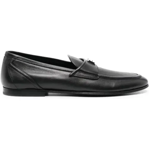 Schwarze Leder-Logo-Plaque-Loafers , Herren, Größe: 41 EU - Dolce & Gabbana - Modalova