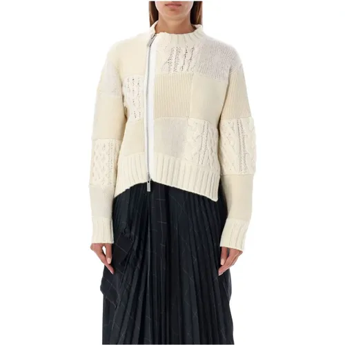 Off-White Cable Knit Cardigan Aw24 , female, Sizes: M - Sacai - Modalova