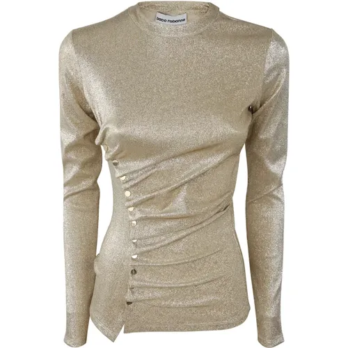 Silver Gold Crew Neck Sweater , female, Sizes: S, XS, M - Paco Rabanne - Modalova