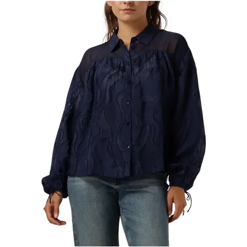 Midnight Jacquard Bluse , Damen, Größe: XS - Pom Amsterdam - Modalova