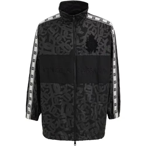 Light Jackets, male, , Size: S Oversized Windproof Jacket with Logo - Dolce & Gabbana - Modalova