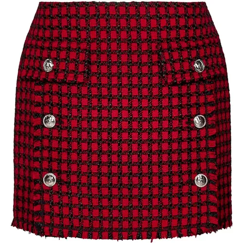 Short Skirts, female, , Size: XS Skirt with Medusa Buttons and Fringes - Versace - Modalova