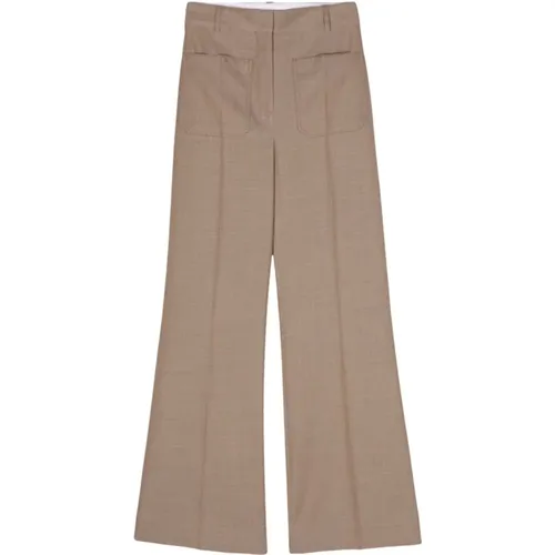 Alina Camel Wide Leg Pants , female, Sizes: 2XS - Victoria Beckham - Modalova