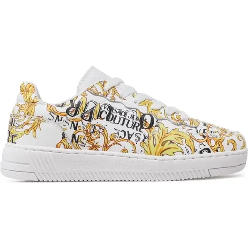 Sneakers, female, , Size: 7 US Baroque Print Leather Sneakers for Women - Versace Jeans Couture - Modalova