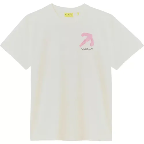 Kurzarm Rundhals T-Shirt Off White - Off White - Modalova