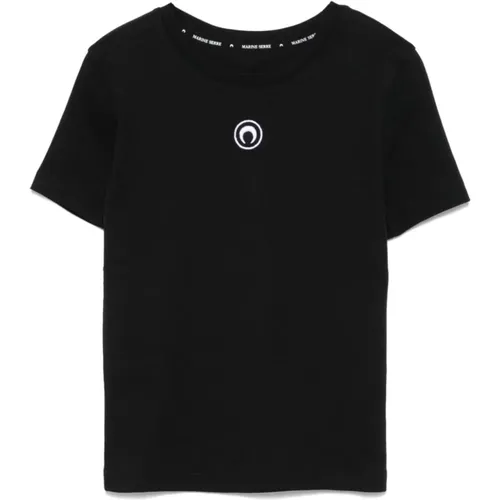 Schwarzes Moon Logo T-Shirt , Damen, Größe: XS - Marine Serre - Modalova